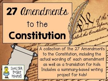 27 Amendments to the United States Constitution - Writing Project