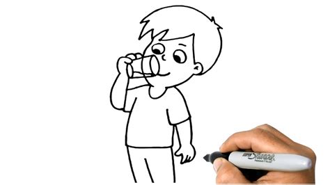 How to DRAW a BOY DRINKING WATER Easy Step by Step - YouTube