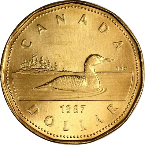 Canadian 1 Dollar Coin Reverse Design Evolution (1987-)