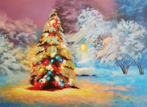 Christmas Tree.jpg, Painting by Vera Fedchenko | Artmajeur