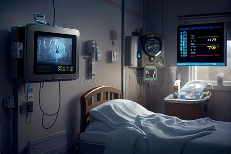 A Hospital Room with a Patient Bed and a Monitor. Generative AI Stock ...