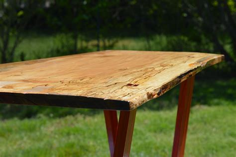 Buy Custom Solid Ambrosia Maple Slab Coffee Table With Padauk Legs, made to order from Edelman's ...