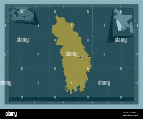 Khulna, division of Bangladesh. Solid color shape. Corner auxiliary ...