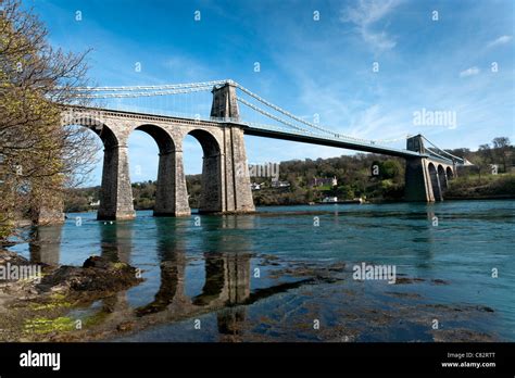 Menai Bridge Menai strait Anglesey North Wales UK Stock Photo - Alamy