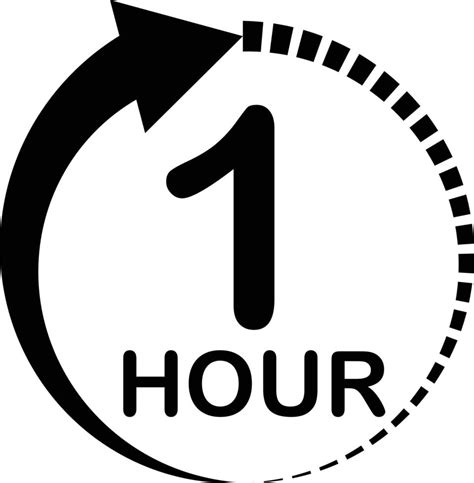 One hour round icon on white background. 1 hour clock sign. Timer ...