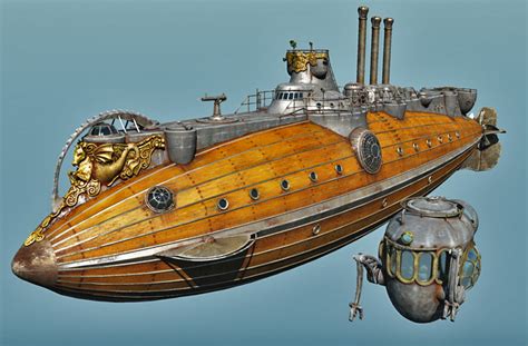 steampunk steam submarine 3d model