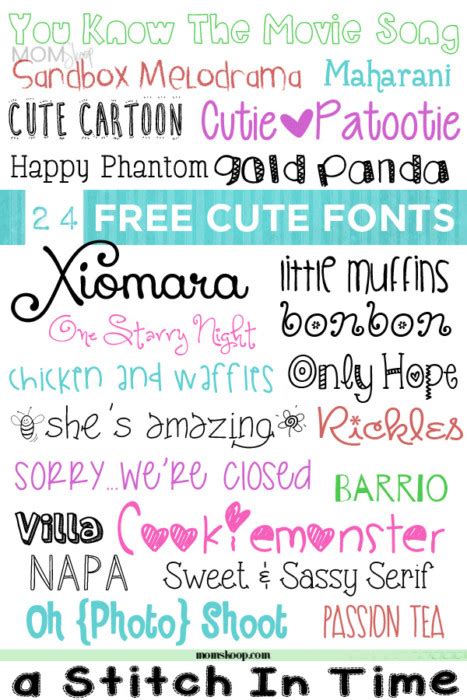 Free Cute Fonts - MomSkoop