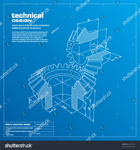 Gears Blueprint Vector Illustration Technology Teamwork Stock Vector ...