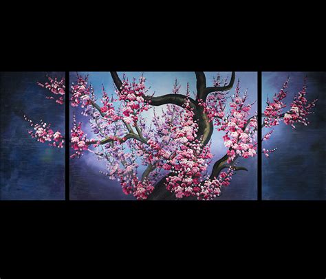 Japanese Cherry Blossom Painting Abstract Art Canvas Wall Art