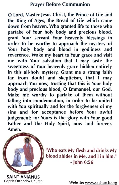 Communion Prayers – Saint Anianus Coptic Orthodox Church