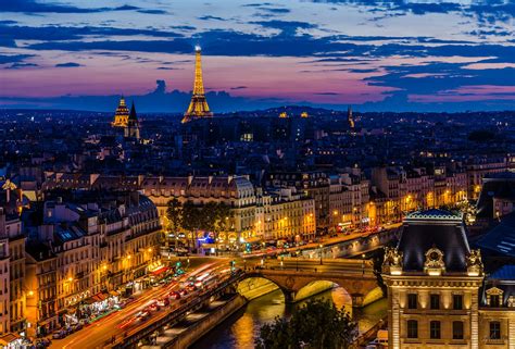 architecture, Cities, France, Light, Towers, Monuments, Night, Panorama, Panoramic, Paris, Urban ...