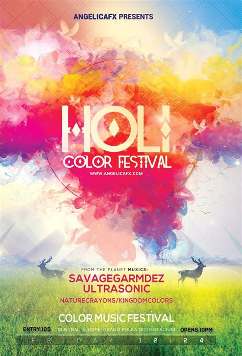 Holi Color Festival Poster Template | Color festival, Holi poster, Festival posters