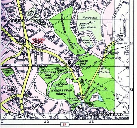 vintage LONDON street map of Hampstead Heath by theStoryOfVintage