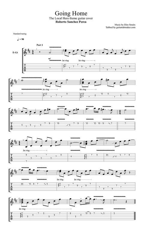 LOCAL HERO WILD THEME TAB (GOING HOME - DIRE STRAITS) | Guitar tabs ...