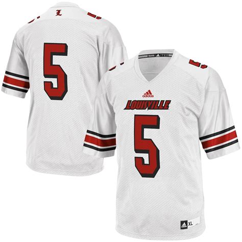 adidas Louisville Cardinals #5 Youth Replica Football Jersey - White