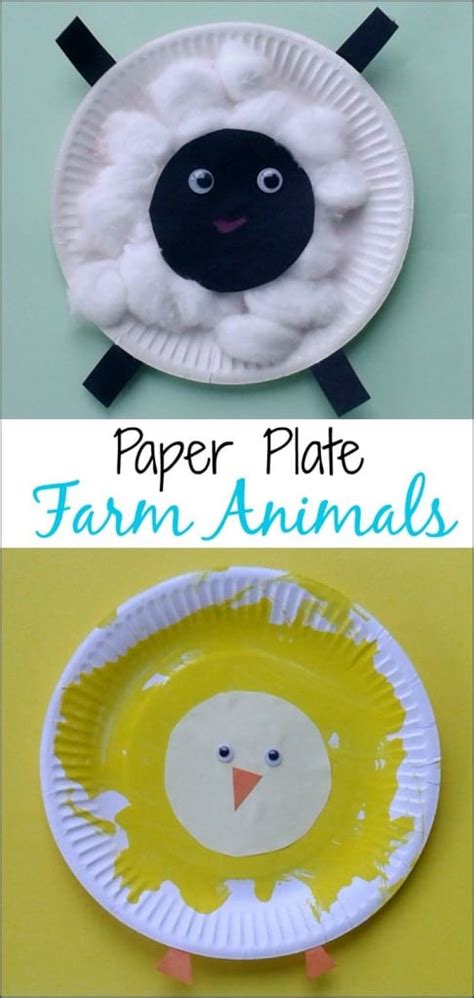 Crafts for Toddlers - Paper Plate Baby Farm Animals - Mess for Less