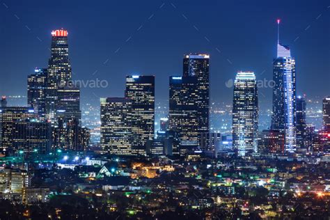 Downtown Los Angeles skyline at night Stock Photo by chones | PhotoDune