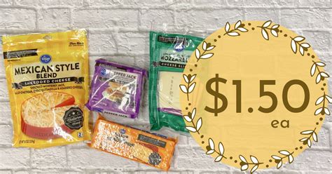 Kroger brand Cheese (Blocks, Slices and Shreds) are JUST $1.50 each ...