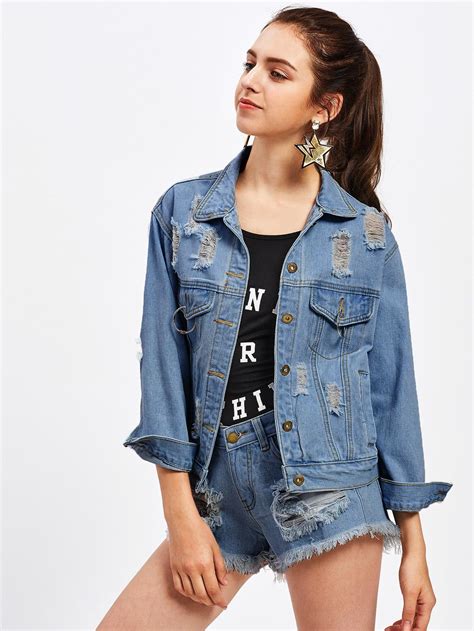 Ripped Denim Jacket | Denim details, Denim jacket, Clothes