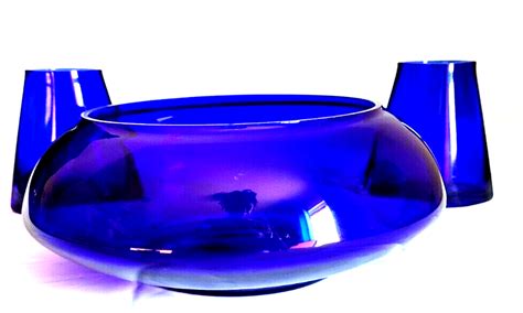 Cobalt Blue Glass Vase Bowl. 2-small vase included 4 in tall-2 in wide. MCM. VTG | eBay