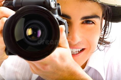 Reporter with camera stock image. Image of hand, lifestyle - 10012301