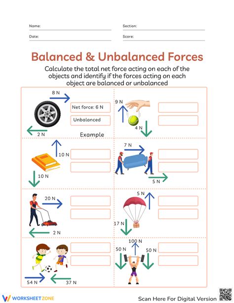 Free Balanced and Unbalanced Forces Worksheet Collection - Worksheets Library