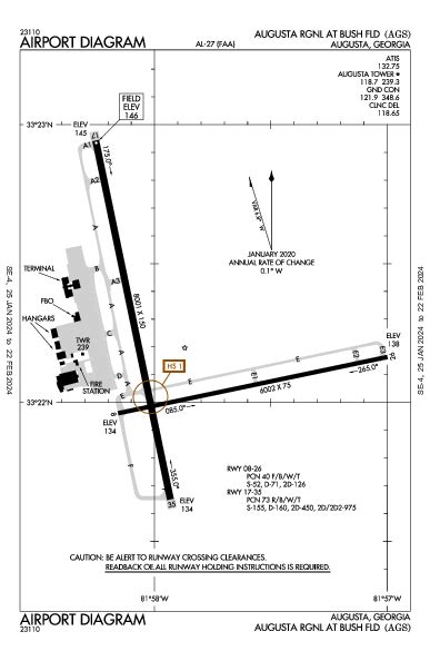 Augusta Regional Airport Map & Diagram (Augusta, GA) [KAGS/AGS] - FlightAware