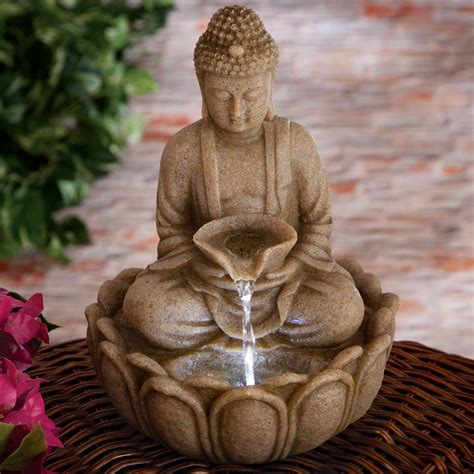 Indoor Water Fountain Meditating Buddha Prayer Tabletop Fountain Home ...