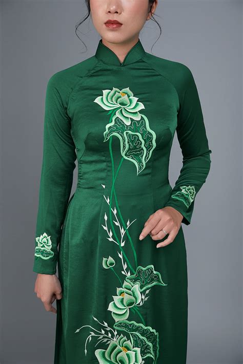 Women's ao dai dress Vietnamese traditional long dress. High quality g ...