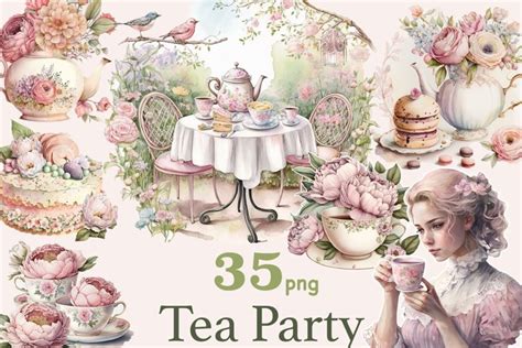 Tea Party Illustration | Tea Cup Clipart