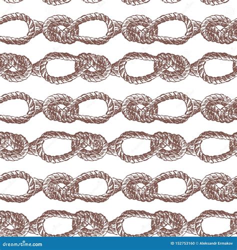 Seamless Background of Drawn Sea Knots from Rigging Rope Stock Vector ...