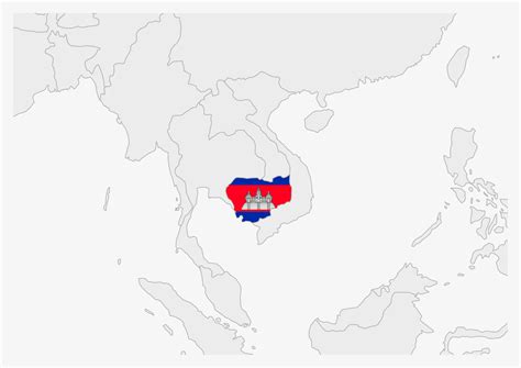 Cambodia map highlighted in Cambodia flag colors 12897922 Vector Art at Vecteezy