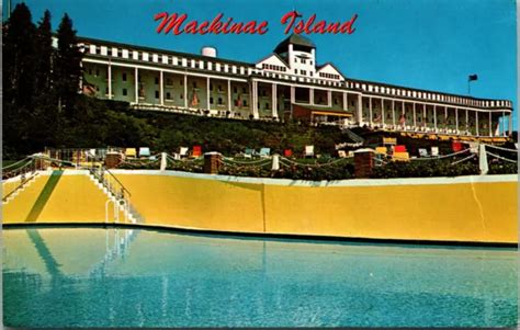 MACKINAC ISLAND MICHIGAN Grand Hotel Pool MI UNP Vtg Postcard $4.95 - PicClick