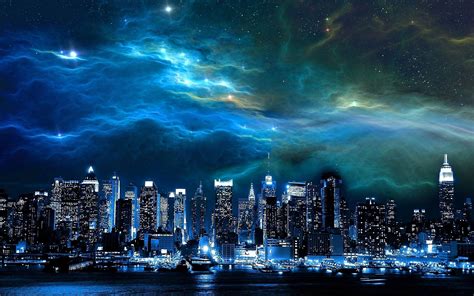 Beautiful Sky over the City at Night Fondo de pantalla HD | Fondo de Escritorio | 1920x1200 | ID ...