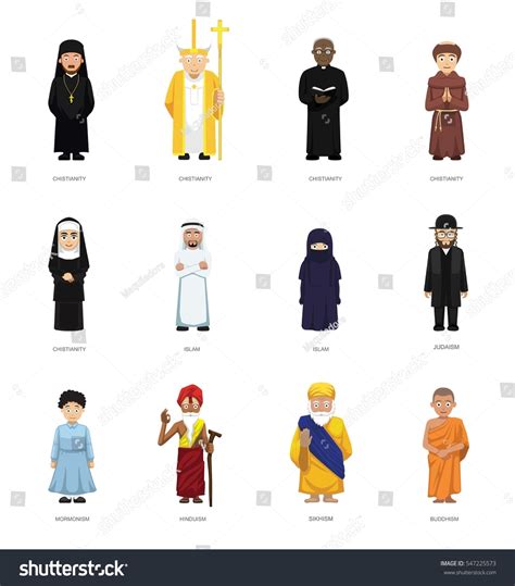 Religious People Cute Cartoon Characters Set Stock Vector (Royalty Free) 547225573 | Shutterstock