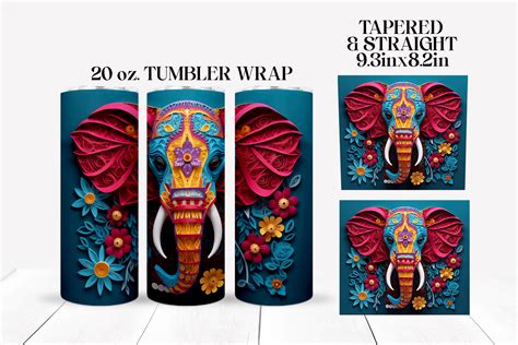 3D Elephant Sublimation Tumbler Wrap Grafik Von Cinnamon&Lime · Creative Fabrica