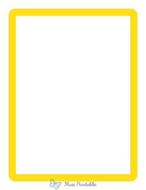 Printable Yellow Rounded Thick Line Page Border