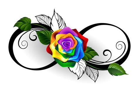 Infinity Symbol with Rainbow Rose ( Tattoo ) By blackmoon9 | TheHungryJPEG