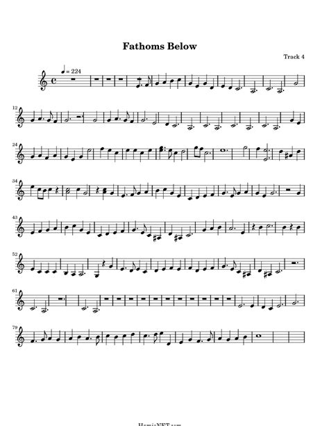 Fathoms Below Sheet Music - Fathoms Below Score • HamieNET.com