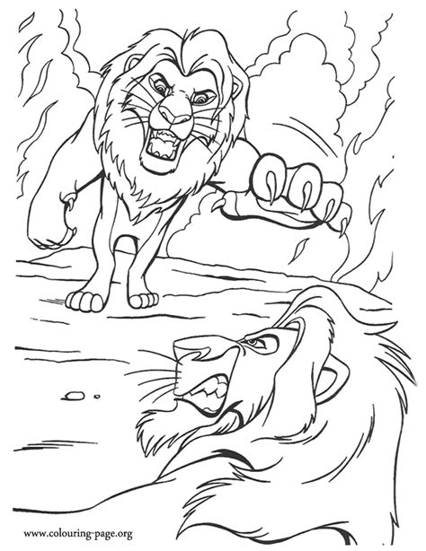 The Lion King - Simba fights against Scar coloring page