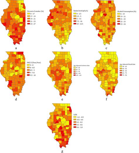 Maps showing the prevalence of risk factors for each of Illinois’ 102 ...