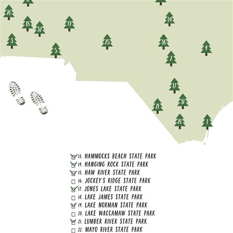 North Carolina State Parks Map | North Carolina Map | Gift For Hiker ...