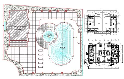 an architectural drawing shows the plan for a swimming pool, and how it would look like