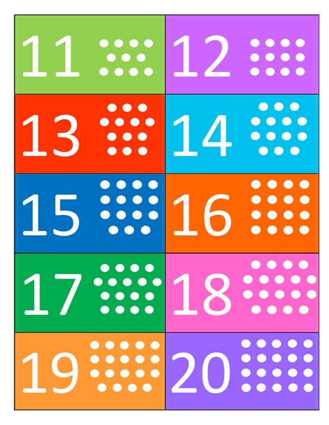 From my heart: Numbers 11-20 Printable