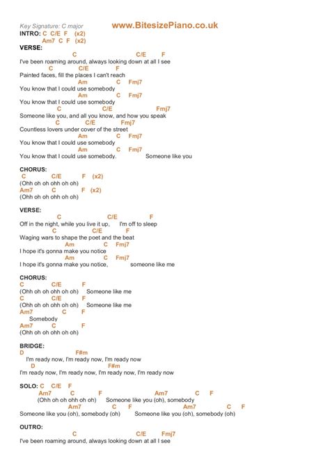 USE SOMEBODY – KINGS OF LEON PIANO CHORDS & Lyrics – Bitesize Piano