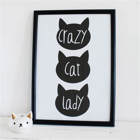 'crazy cat lady' art print by prints of heart | notonthehighstreet.com