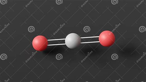 Carbon Dioxide Molecular Structure, Trace Gas, Ball and Stick 3d Model ...