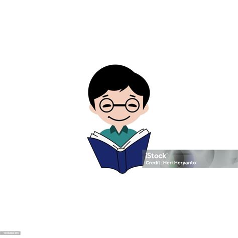 Student Reading Book Logo Vector Illustration Stock Illustration ...