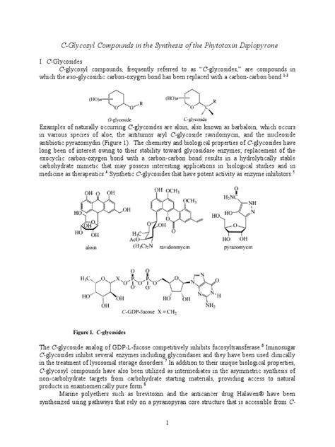 C-Glycosyl Compounds in The Synthesis of The Phytotoxin Diplopyrone | PDF | Aldehyde | Alkene