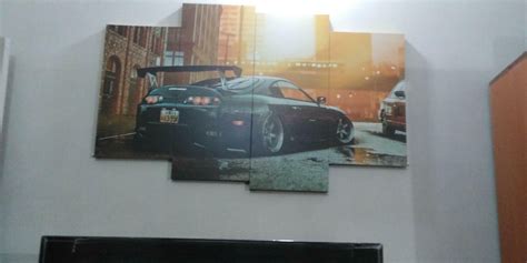 Toyota Supra Orange Background (4 Panel) Cars Wall Art – Prime Décor